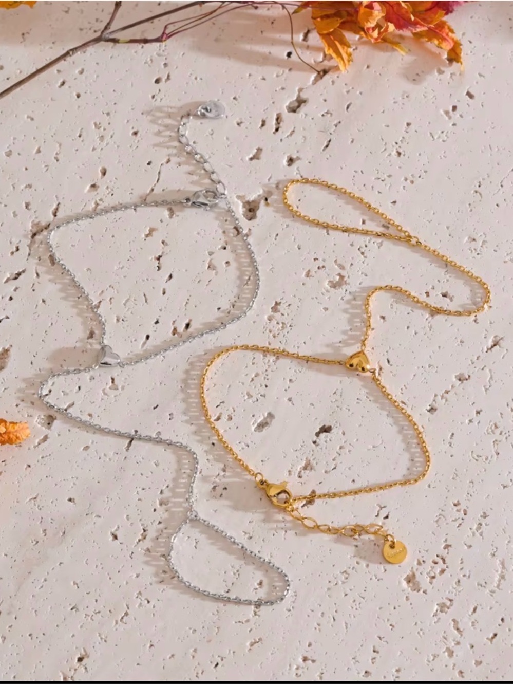 Sara Sotti Delicate Gold and Silver Stainless Steel Chain Heart Hand Chain